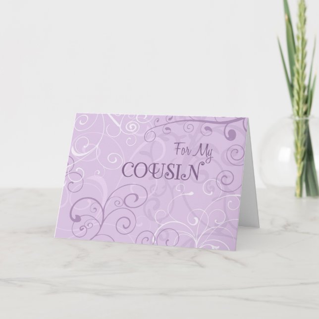 Lila Swirls Cousin Bridesmaid-inbjudan Inbjudan (Framsida)