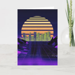 Lila Synthwave Hälsning-kort Helgkort