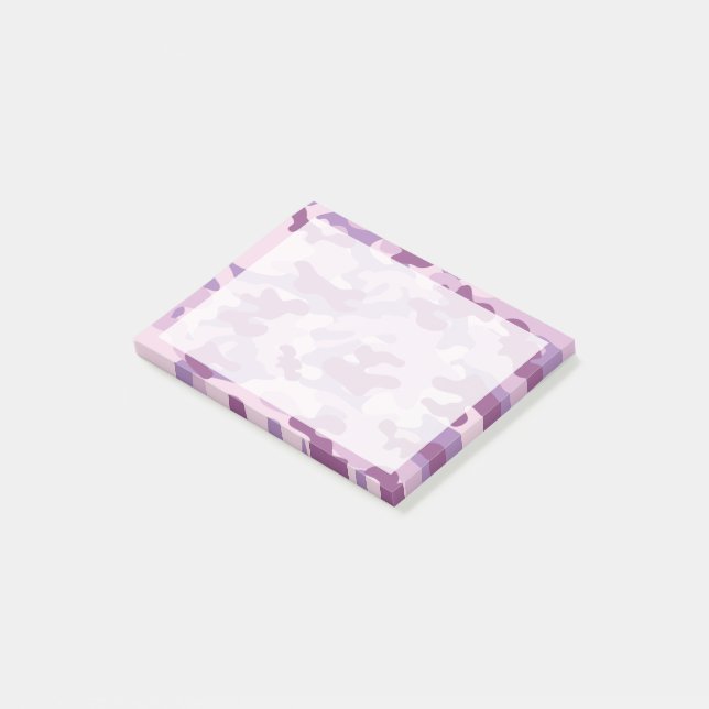 Lila Syren Kamouflage Mönster Post-it Block (Vinklad)