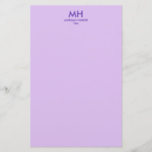 Lila Syren Minimal Ren Initialer Brevpapper