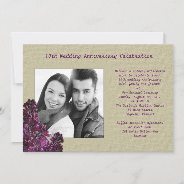 Lila syren och jutesäck Fotografi Vigslarbetänkand Inbjudningar (Framsida)