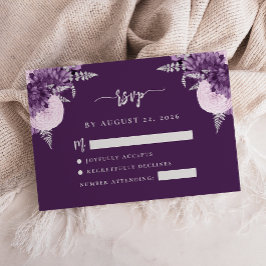 Lila Syren Silver Blommig Skript Bröllop RSVP Tilläggskort