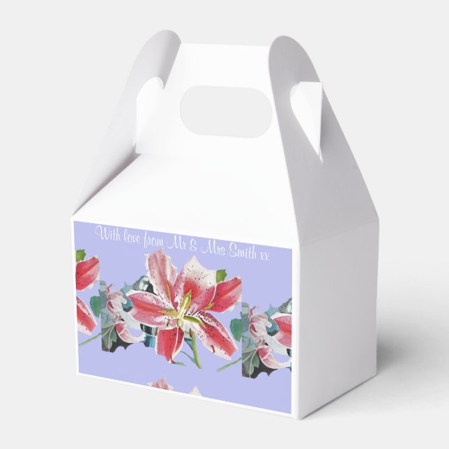 Lila Syrenblomma Lilja Bröllopstårta Förmånslådor Presentaskar (Framsidan Sidan)
