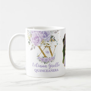 Lila Syrenblomma XV QUINCEAÑERA Quince 15 Foto Kaffemugg