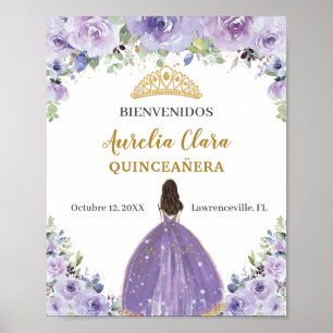 Lila Syrenblommig Flickas Quinceañera Välkomstfira Poster