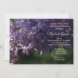 Lila syrenblommor efter bröllopsbrunch inbjudningar