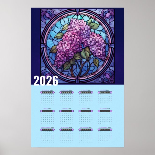 Lila Syrener Väggkalender 2026 Poster (Framsidan)