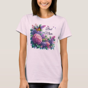Lila Syrenor Bästa Mamma Blommig T-Shirt