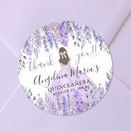 Lila Tack Blommigt Quinceanera Runt Klistermärke