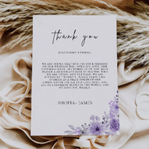 Lila Tack Brev, Napkin Note Menu Meny