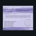 Lila Tack för att du Tvättar Tips Care Instruction Flygblad<br><div class="desc">Lila Tack för att du Tvättar Tips Care Instruction</div>