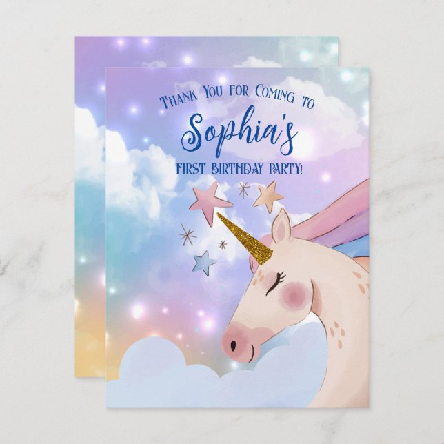 Lila tack för Rosa av Magic Unicorn-födelsedag (Fram/baksida)