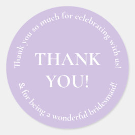 Lila Tack Wedding Favor Sticker Runt Klistermärke