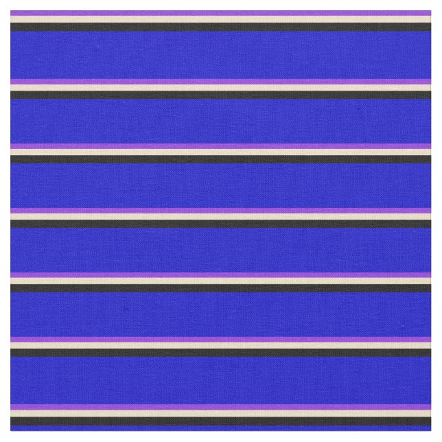 Lila, Tan, Black och Blue Färgad Mönster Tyg (Närbild)