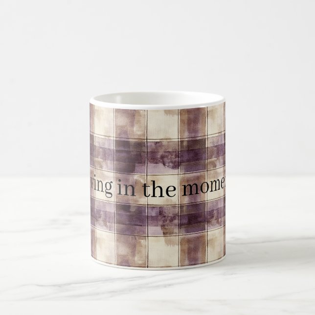 Lila Tan Kräm Ränder Kaffemugg (Center)