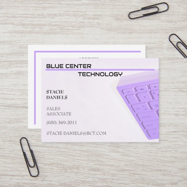 Lila Tangentbord informationsteknik Visitkort (Fram/Back In Situ)