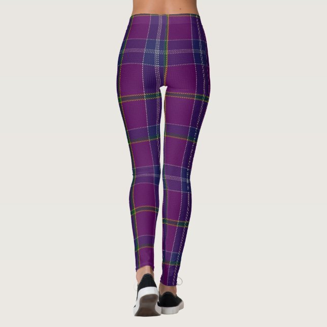 Lila tartan mönster leggings (Baksida)