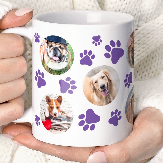 Lila tassavtryck 8 Husdjur Hund Foto Collage Kaffemugg (Skapare uppladdad)