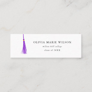 Lila Tassel Studenten Namn Card Mini Visitkort