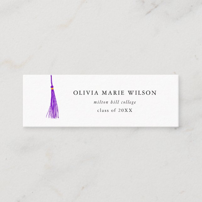 Lila Tassel Studenten Namn Card Mini Visitkort (Framsida)