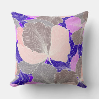Lila/Taupe Reversible Fläkt Löv Pillow Kudde