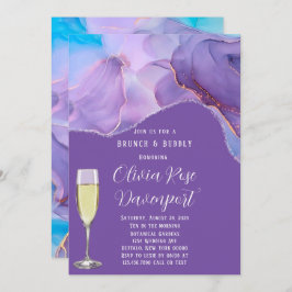Lila Teal Alcohol Bläck Brunch & Bubly Inbjudningar