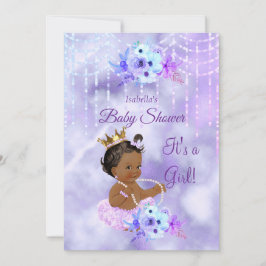 Lila Teal blommigt Girl Baby Shower Ethnic Inbjudningar