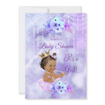 Lila Teal blommigt Girl Baby Shower mörk Brunette