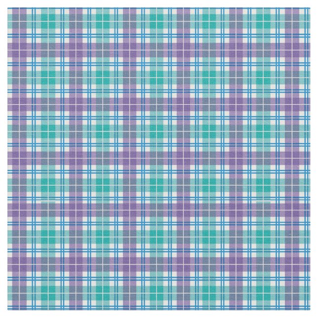 Lila Teal Blue-Coolan Sommarregnbåge Tartan Tyg (Närbild)
