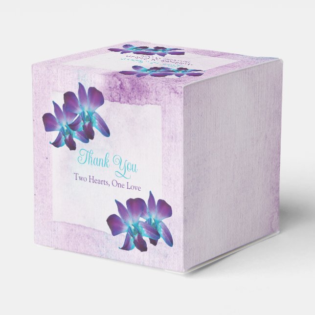 Lila Teal Blue Dendrobium Orchid Bröllop Presentaskar (Baksidan Sidan)