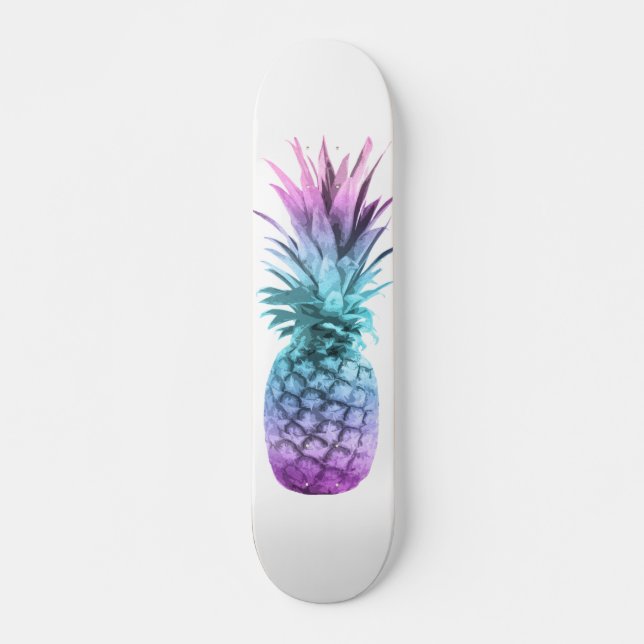 Lila Teal Blue Pineapple Mini Skateboard Bräda 18,5 Cm (Framsida)
