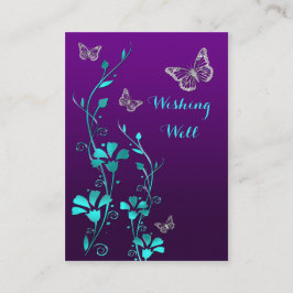 Lila, Teal Butterfly Blommigt Wishing-Wishing-kort Tilläggskort