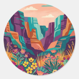 Lila Teal Canyon Klippa Runda Klistermärken