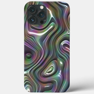 Lila Teal Coola Faux Shiny 3D Retro Vågar Mönster