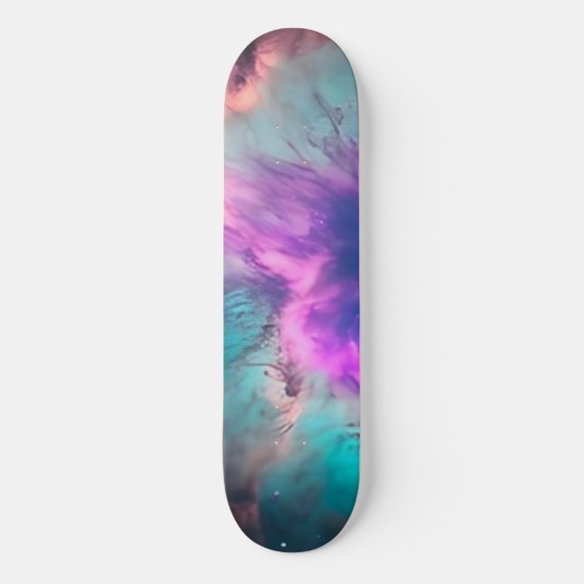 Lila Teal Galaxy Nebula Dream #1 Mini Skateboard Bräda 18,5 Cm (Framsida)