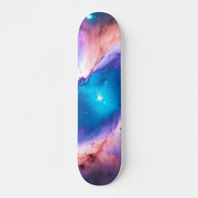 Lila Teal Galaxy Nebula Dream #1 Skateboard (Framsida)