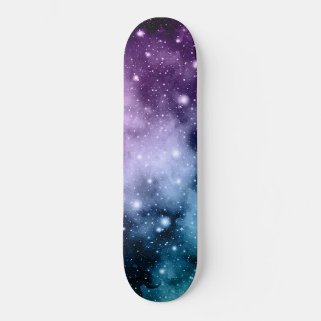 Lila Teal Galaxy Nebula Dream #2 Mini Skateboard Bräda 18,5 Cm (Framsida)