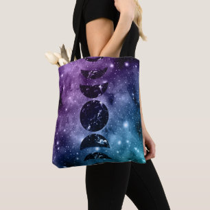 Lila Teal Galaxy Nebula Dream Måne Phases #1 Tygkasse