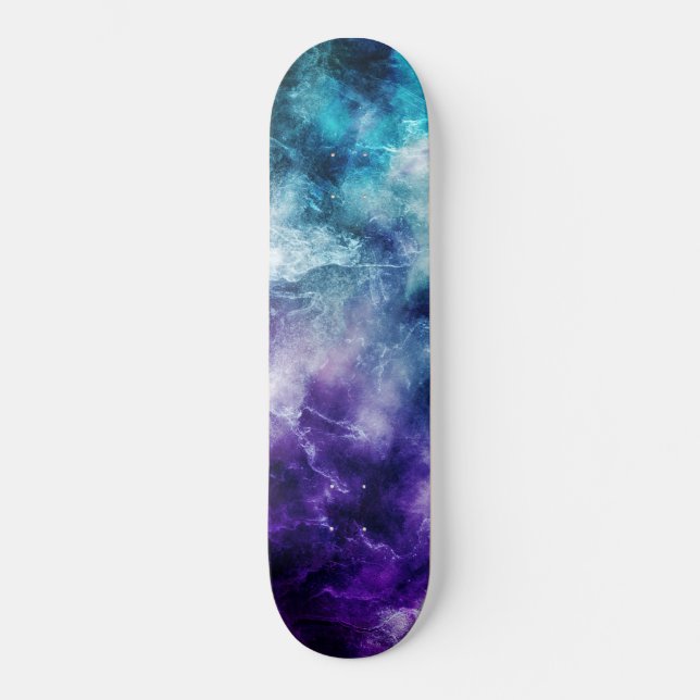 Lila Teal Galaxy Nebula Marble Dream #1 Mini Skateboard Bräda 18,5 Cm (Framsida)
