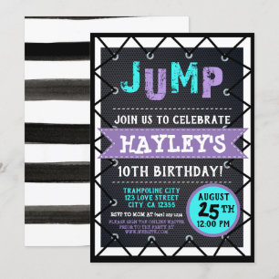 Lila & Teal Girls Jump & Play Trampoline Park Inbjudningar
