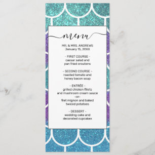 Lila Teal Glitter Sjöjungfru Scallop Scales Meny