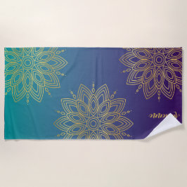 Lila Teal Gradient Faux Guld Mandala