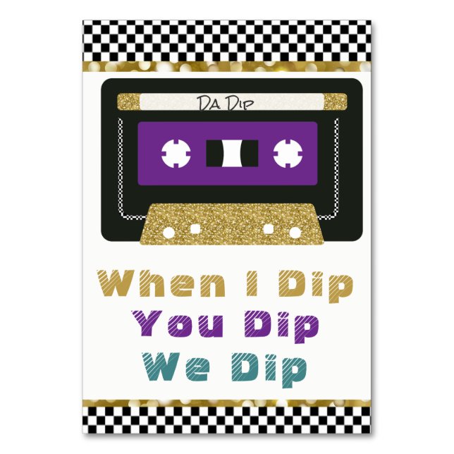 Lila| Teal | Guld 80:s Retro Cassette Dip-tecken Bordsnummer (Framsidan)