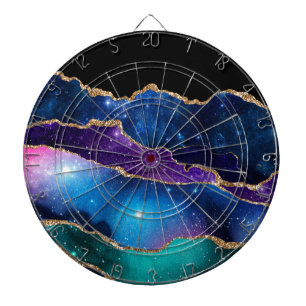 Lila Teal Guld Glitter Marble Dartboard Darttavla