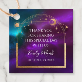 Lila Teal Guld Måne-astronomin Bröllop Gåvor Etiketter