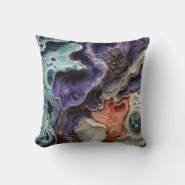 Lila Teal Korall Abstrakt Kastkudde | Boho Konst Kudde
