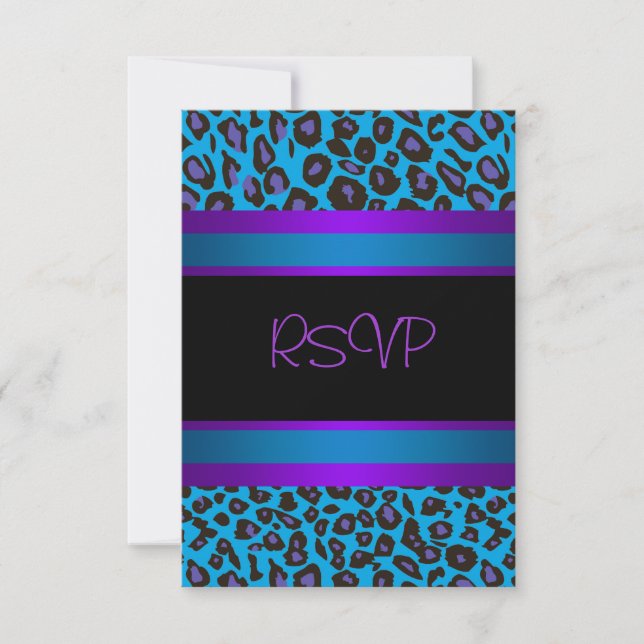 Lila Teal Leopard Sweet 16 Födelsedagsfest RSVP OSA Kort (Framsida)