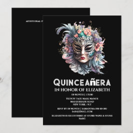 Lila teal masqueramask quinceanera-födelsedag inbjudningar