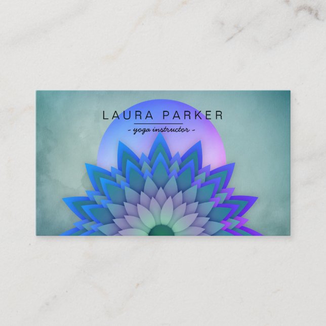 Lila Teal Meditation Holistic Lotus Flower Yoga Visitkort (Framsida)
