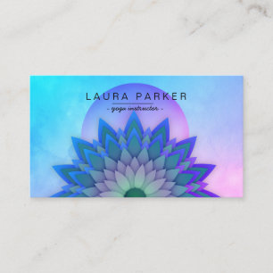 Lila Teal Meditation Holistic Lotus Flower Yoga Visitkort